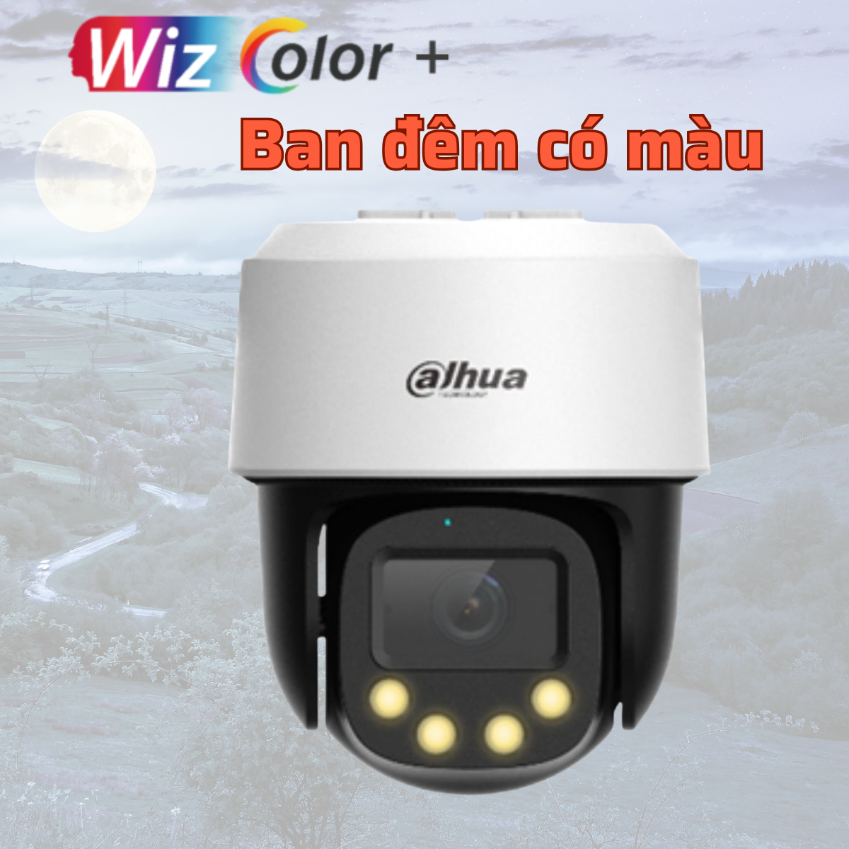Camera ban đêm có màu Dahua WizColor DH-SD2C400NA-GNY-B-PV-S2-PRO xoay 360 độ, 4MP hồng ngoại 30m, đèn còi báo động, đàm thoại 2 chiều