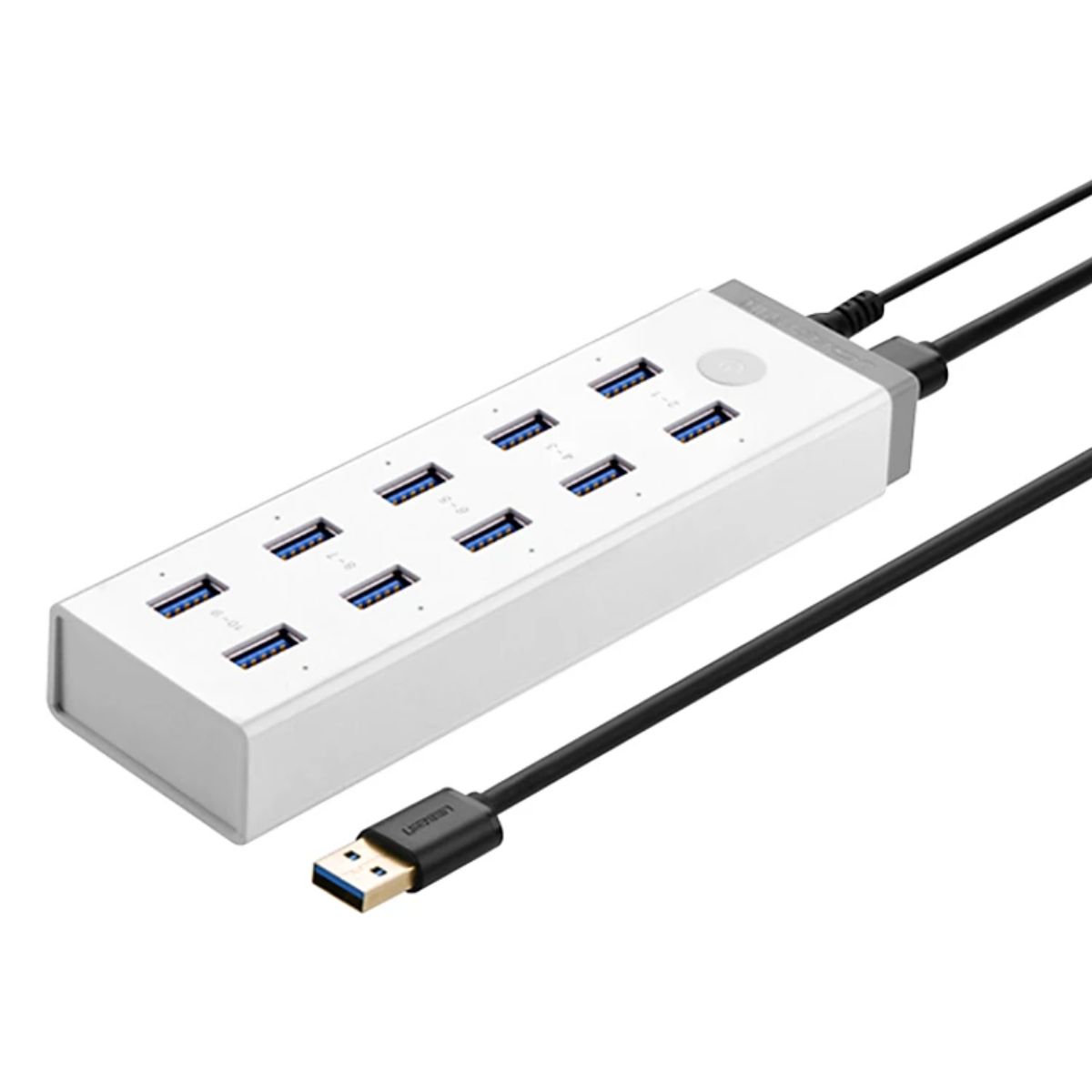 Hub USB 10 cổng Ugreen 20297 CR117 USB to USB 3.0, tốc độ 5Gbps, 60W, 12V 5A