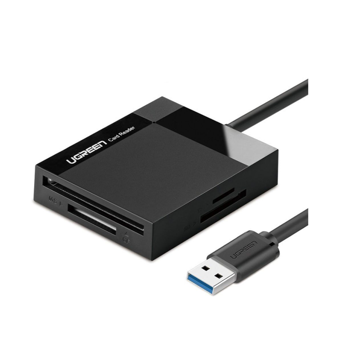 Đầu đọc thẻ USB 3.0 Ugreen 30231 CR125 dài 1m, hỗ trợ SD/TF/MS/CF, tốc độ 5Gbps, Plug and Play
