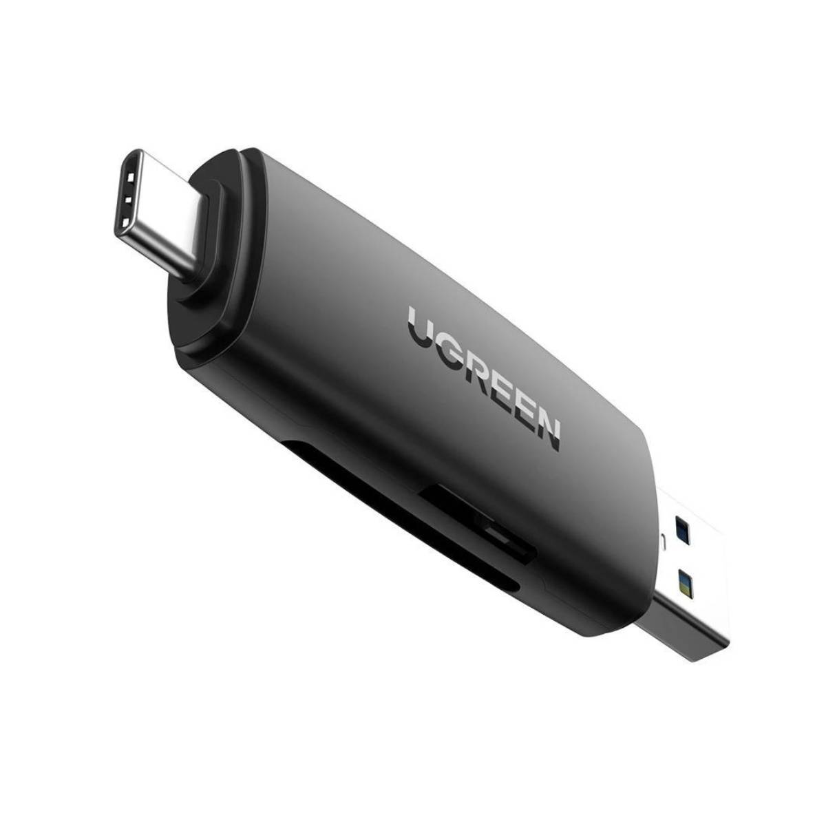 Đầu đọc thẻ từ 2 in 1 Ugreen 80191 CM304 USB 3.1 to USB-A + USB-C, hỗ trợ SD/TF 2TB, 5Gbps