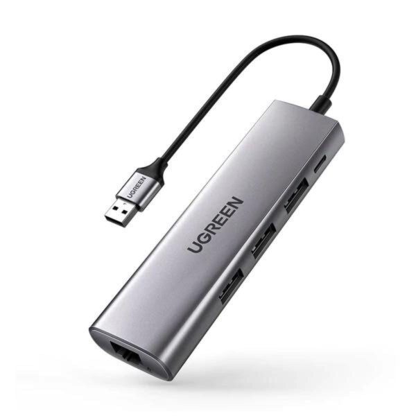 Hub USB 3 cổng Ugreen 20915 CM475 3*USB 3.0 + Lan 1000Mbps, tốc độ 5Gbps, 5V, vỏ nhôm