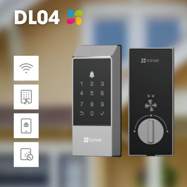 Khoá cửa Smart Lock Ezviz DL04 Wifi 2.4G, mật mã, chìa cơ, quản lý bằng app, chống nhìn trộm, còi báo động