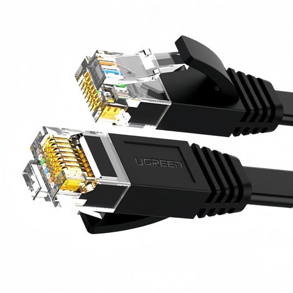 Cáp mạng đúc sẵn dẹt Cat6 dài 10m 26AWG Ugreen 50178 cao cấp (màu đen)