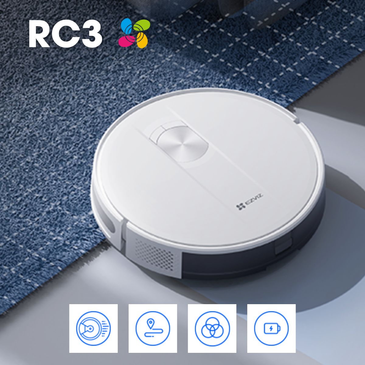 Robot hút bụi thông minh Ezviz RC3 lực hút 2700Pa, tự động làm sạch, pin 2600mAh