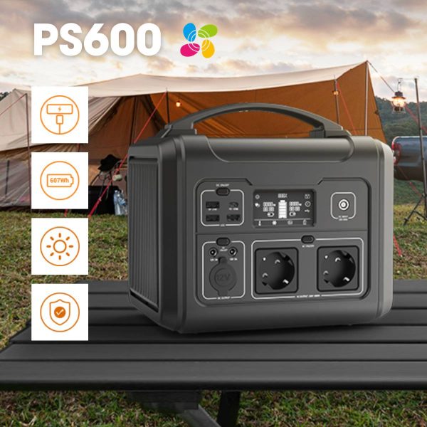 Trạm điện di động Ezviz PS600 pin 607Wh 9 cổng, đèn LED, chống nhiệt, quá dòng