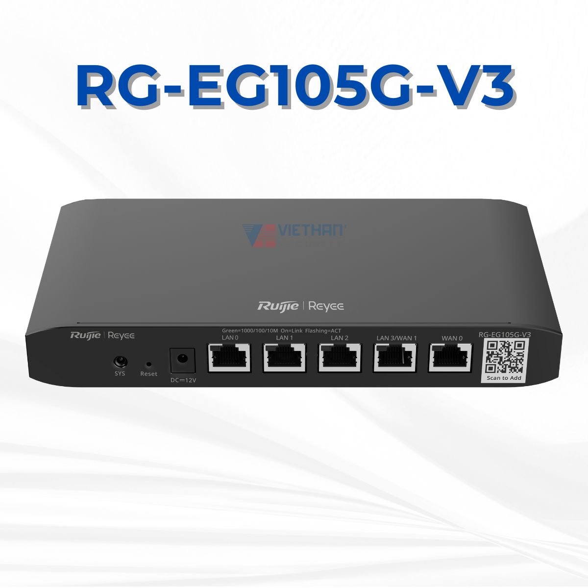 Bộ định tuyến Smart Gateway 5 Cổng Ruijie  RG-EG105G-V3 Chịu tải 100 Users, bộ nhớ Flash 32MB