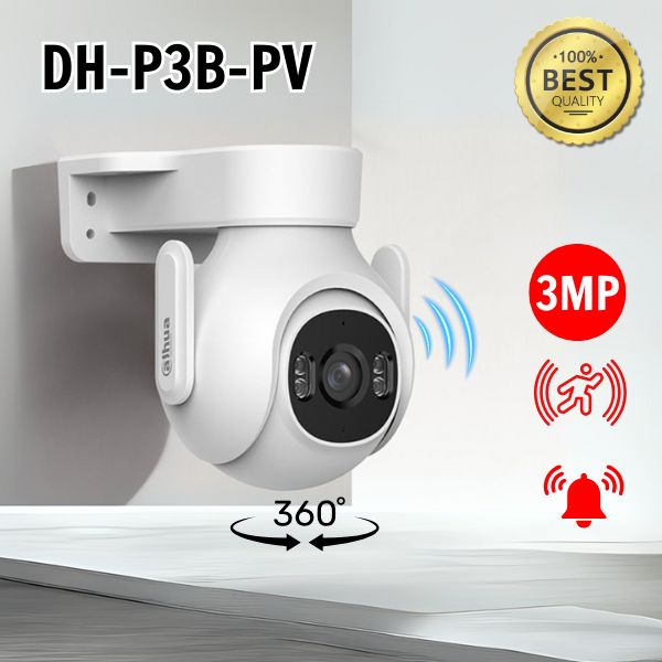 Camera Wifi ngoài trời Full Color DAHUA DH-P3B-PV 3MP, wifi 6, phát hiện thông minh, đàm thoại 2 chiều.