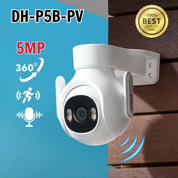 Camera Wifi ngoài trời Full Color DAHUA DH-P5B-PV 5MP 3K, wifi 6, phát hiện thông minh, đàm thoại 2 chiều.