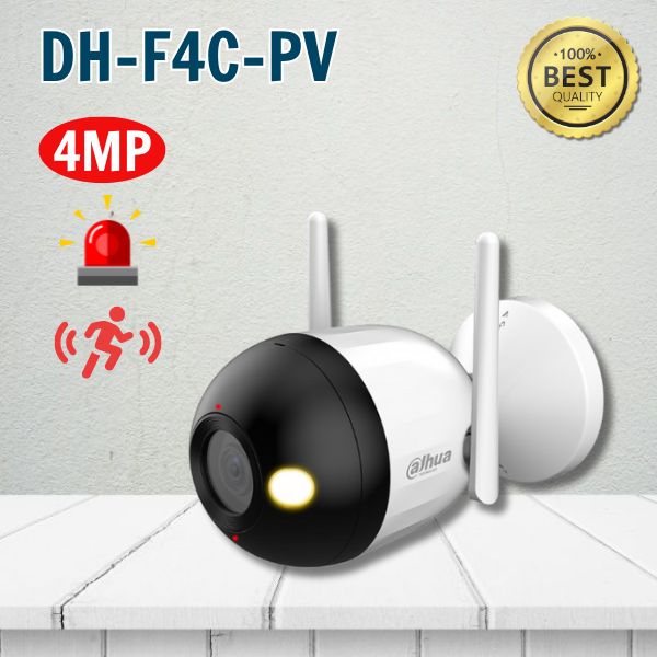 Camera Wifi Bullet 4MP Full- Color DAHUA DH-F4C-PV, Đàm thoại 2 chiều, IP67, Hồng ngoại 30m.
