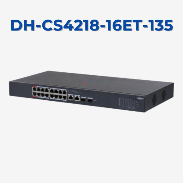 Module Switch PoE Cloud 18 port DAHUA DH-CS4218-16ET-135, 16 PoE, 2 port RJ45, 2 port SFP.