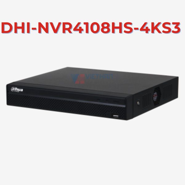 Đầu ghi hình camera IP 8 kênh 12MP Dahua DHI-NVR4108HS-4KS3, hỗ trợ 1 ổ cứng 20TB, băng thông đầu vào 80Mbps