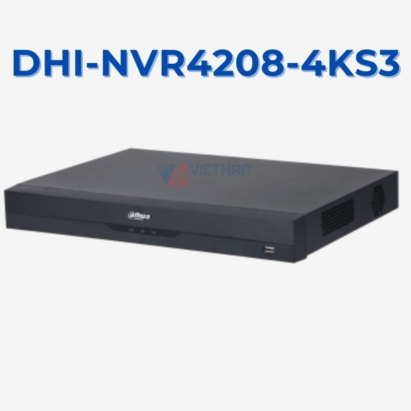Đầu ghi hình camera IP 8 kênh 12MP Dahua DHI-NVR4208-4KS3, hỗ trợ 2 ổ cứng 20TB, băng thông đầu vào 160Mbps
