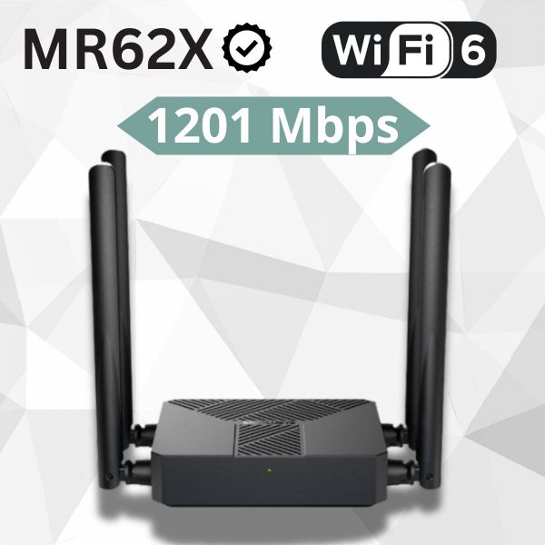 Router Wifi 6 Mercusys MR62X Băng tần kép AX1500, Kết nối dây Gigabit, Tốc độ cao,