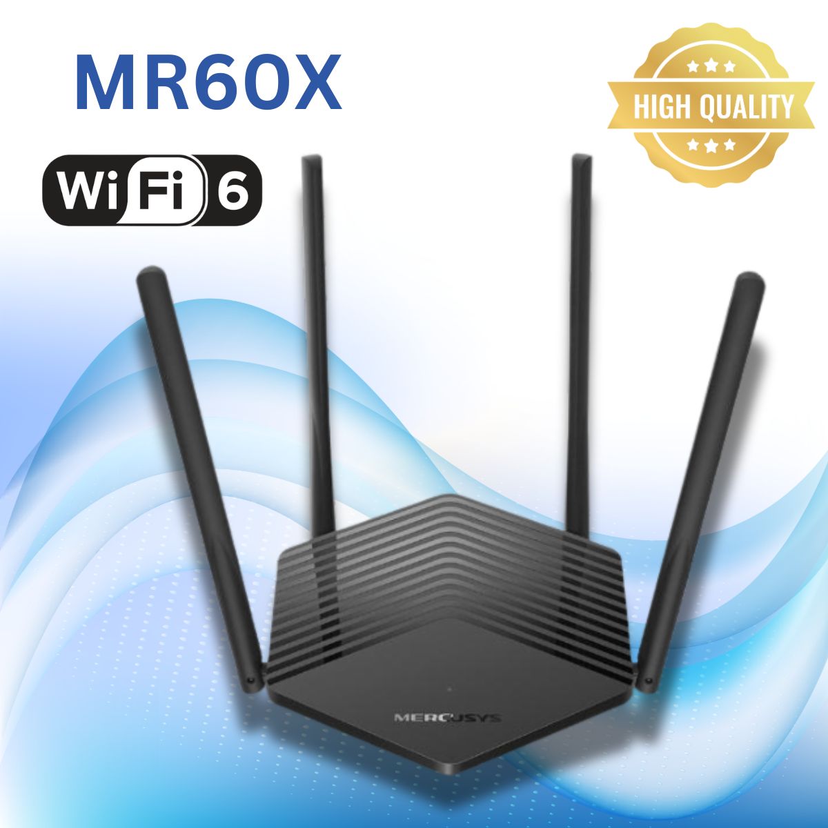 Router Wifi 6 Mercusys MR60X Băng tần kép AX1500, Kết nối thông minh, Phủ rộng toàn nhà