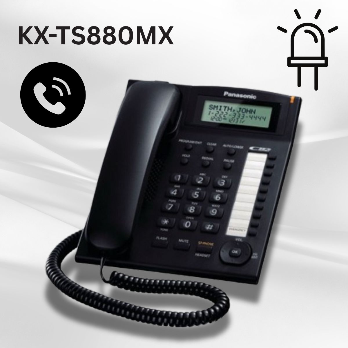 Điện thoại bàn Panasonic KX-TS880MX Màu đen, Màn hình LCD, Quay số nhanh