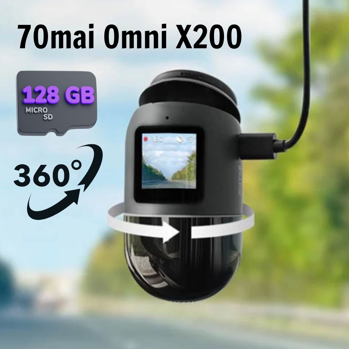 Camera hành trình Full HD 70mai Omni X200 128G, Xoay 360 độ, Tầm nhìn ban đêm siêu nét