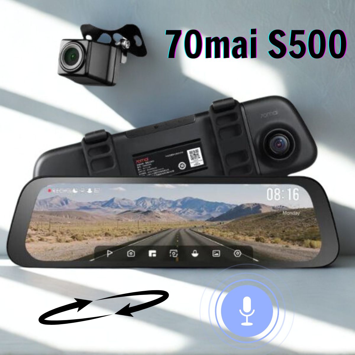 Camera hành trình gương 70mai S500, Màn hình cảm ứng 9,35 inch, Cảm biến Sony Starvis 2IMX 675