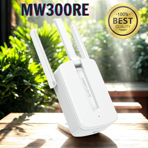 Bộ mở rộng sóng Wi-Fi tốc độ 300 Mbps Mercusys MW300RE, 2 Ăng-ten cố định, Hỗ trợ đèn LED