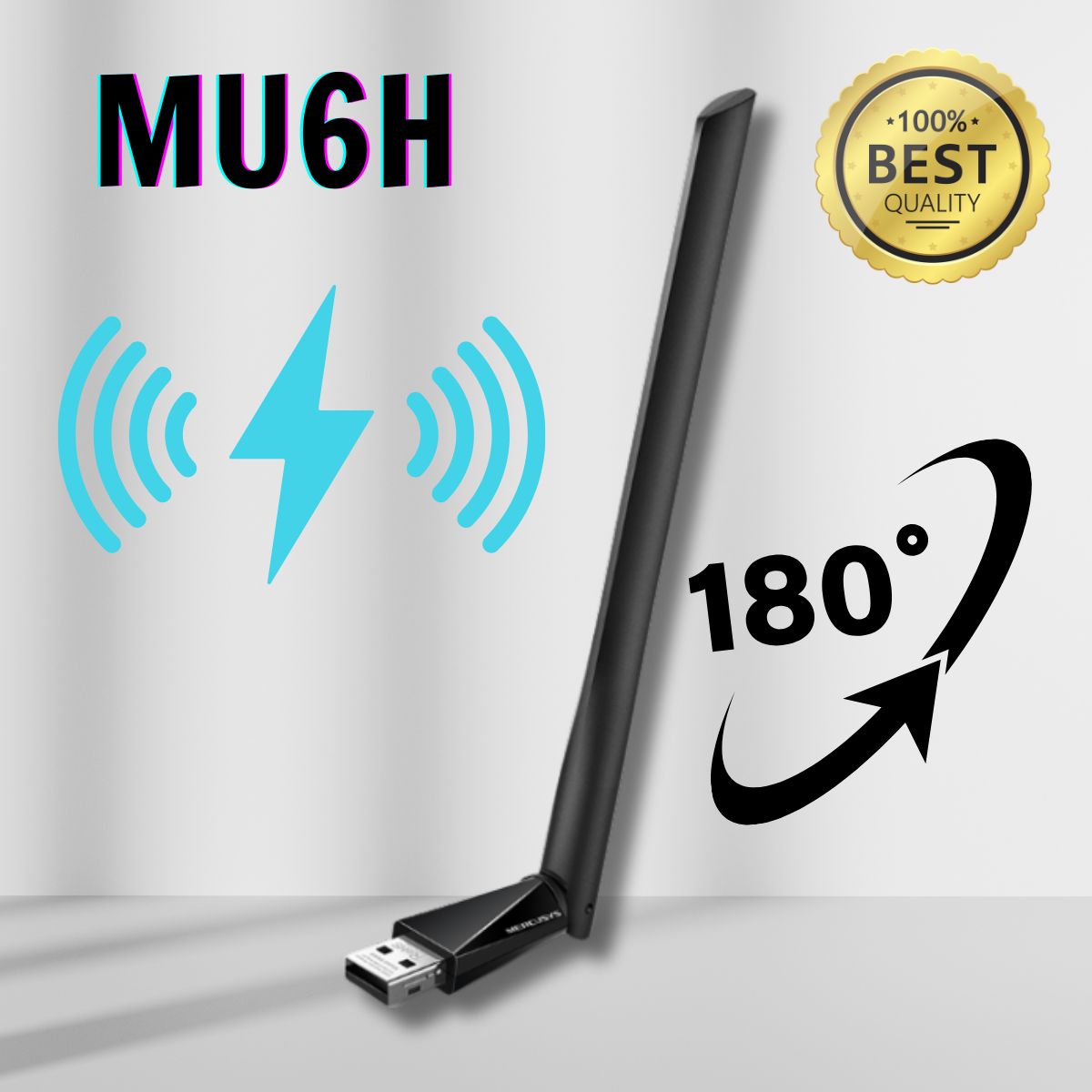 Bộ Chuyển Đổi USB Wi-Fi Băng Tần Kép AC650 MU6H, Ăng-ten ngoài độ lợi cao, Cáp nối dài
