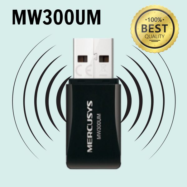 Bộ chuyển đổi Wi-Fi Mini Mercusys 300 Mbps MW300UM, 2 Ăng-ten ngầm, USB 2.0