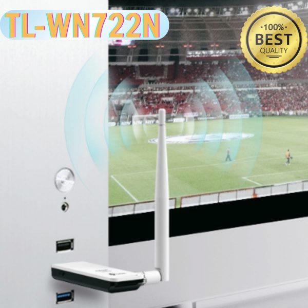 Bộ Chuyển Đổi USB Wi-Fi TL-WN722N Độ Lợi Cao 150Mbps, USB 2.0, Nút WPS