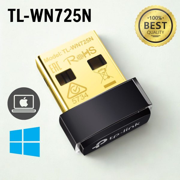 Bộ Chuyển Đổi USB Nano Wi-Fi TP-Link TL-WN725N chuẩn tốc độ 150Mbps, Hỗ trợ không dây, 2,4 GHz, USB 2.0