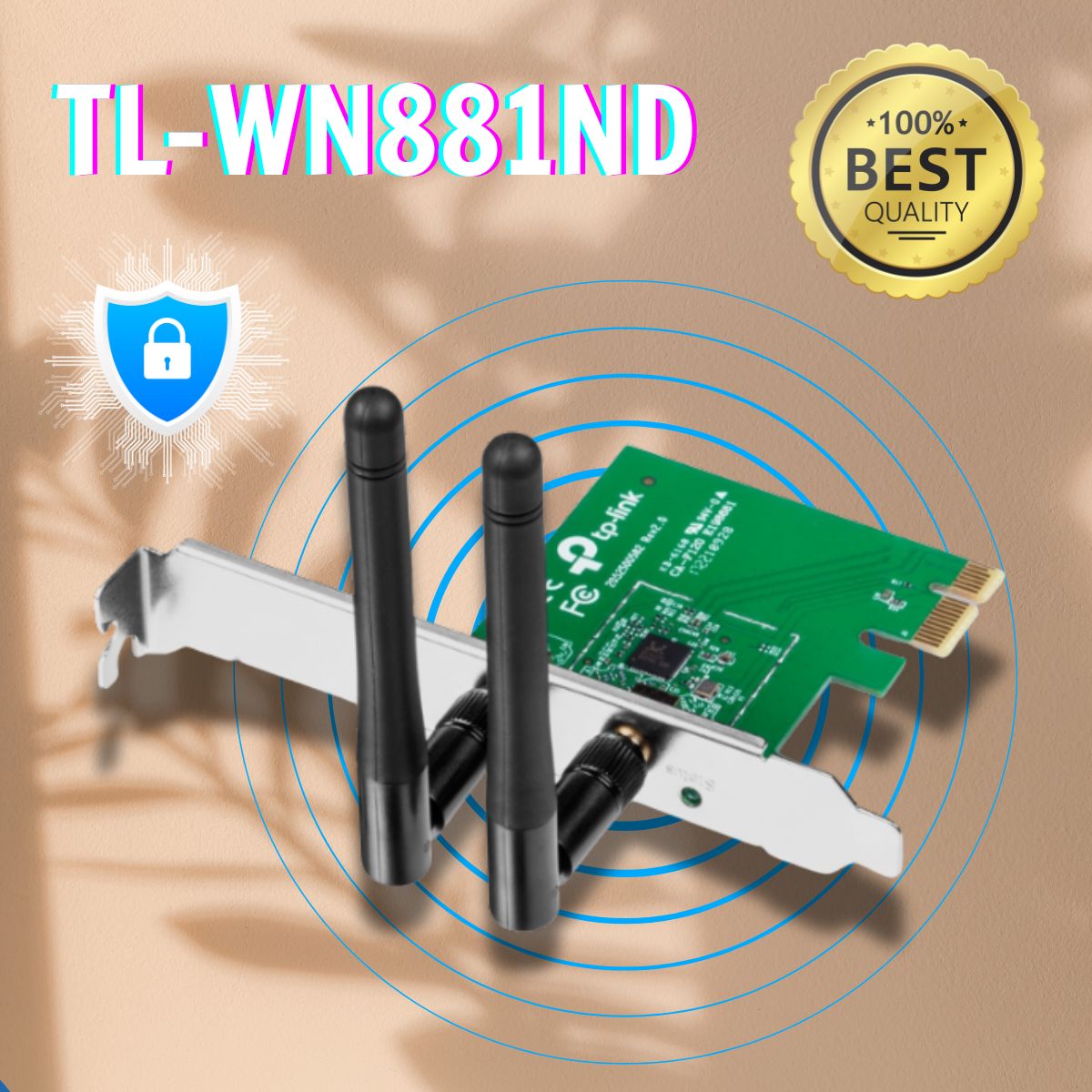 Bộ Chuyển Đổi PCI Express Wi Fi TL-WN881ND tốc độ 300Mbps, 2 x Ăng-ten ngoài có độ lợi cao, 2,4 GHz