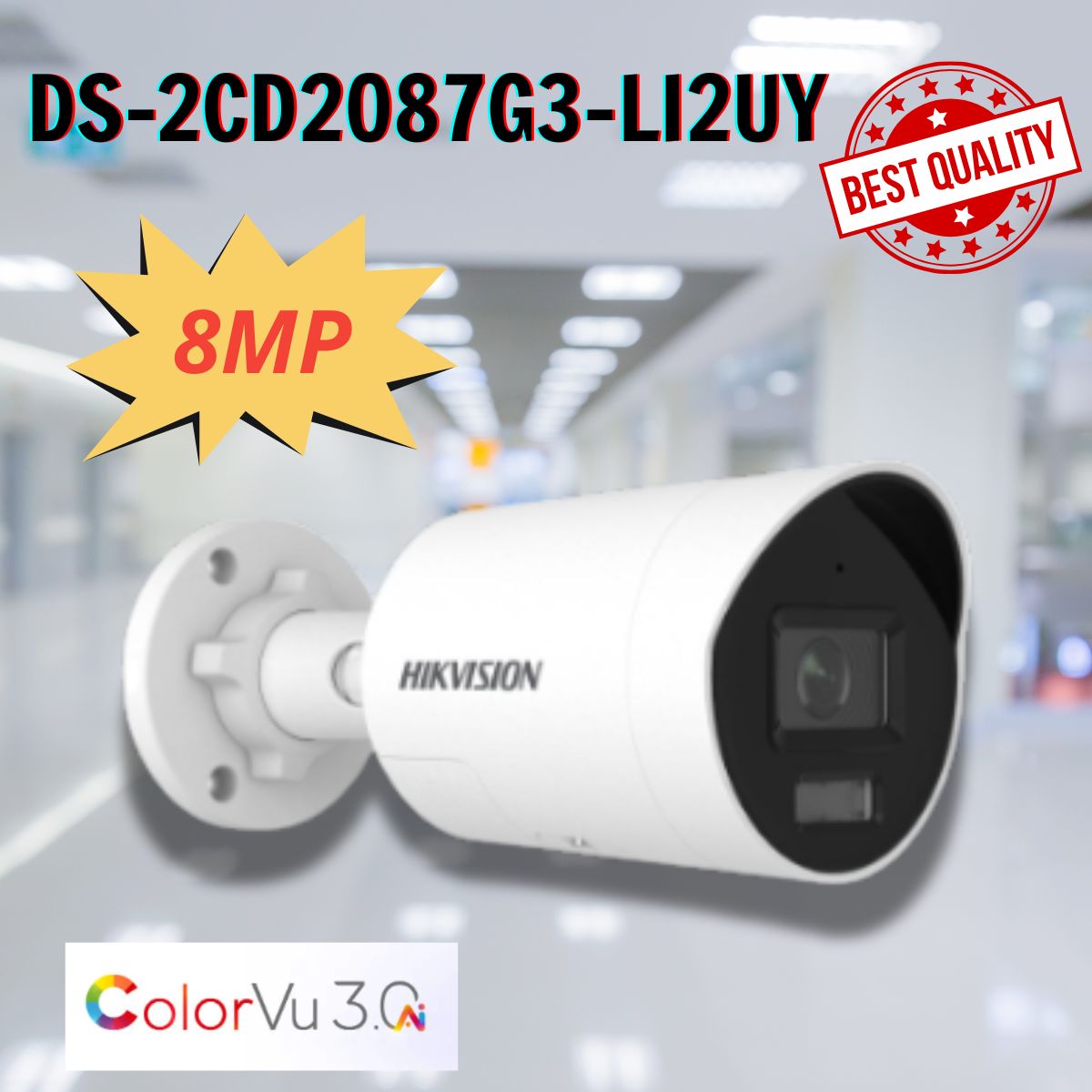 Camera IP Hikvision DS-2CD2087G3-LI2UY 8MP EasyIP 4.0 Plus, Cảm biến CMOS 8MP