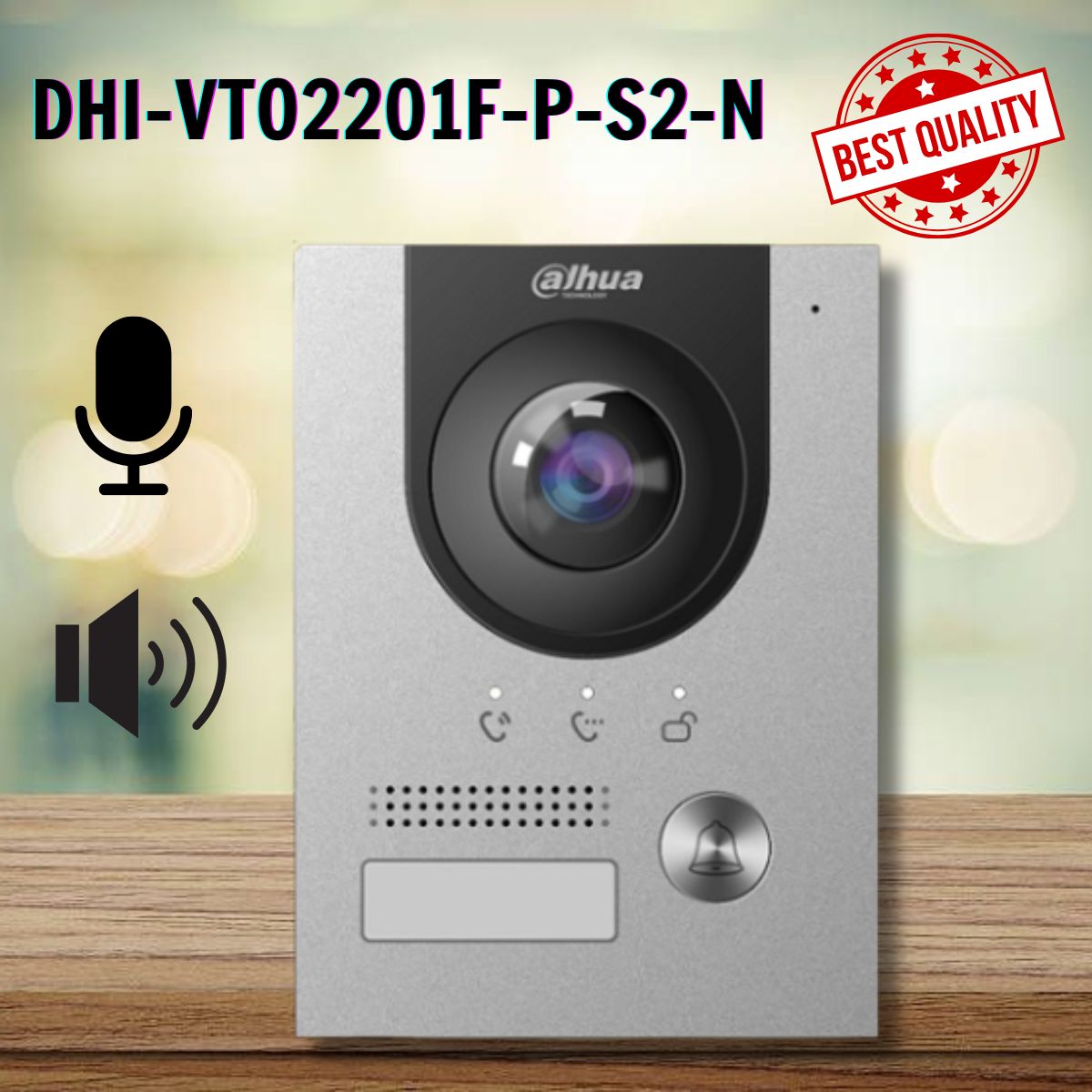 Camera chuông cửa IP Dahua DHI-VTO2201F-P-S2-N, Độ phân giải 2MP, nút ấn, Chuẩn nét H265, Góc quan sát 138.6°