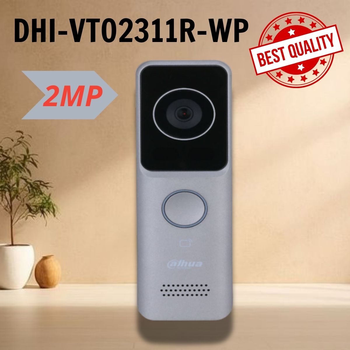 Camera chuông cửa wifi Dahua DHI-VTO2311R-WP, Độ phân giải 2MP, Góc quan sát 110°, Hỗ trợ mở khoá bằng app, Công nghệ WDR,IP65