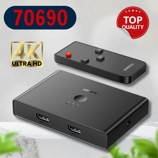 Bộ gộp tín hiệu HDMI 2.0  hỗ trợ 4K@60hz Ugreen70690 4K 60hz 2 vào 4 ra, Màu đen CM319
