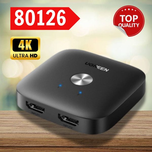 Bộ gộp chuyển mạch HDMI Switcher 2 vào 1 ra hỗ trợ 4K/60Hz chính hãng Ugreen 80126 cao cấp