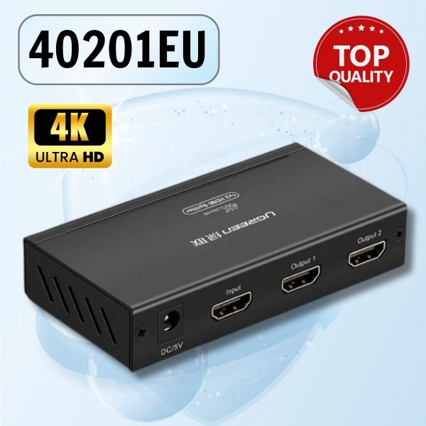 Ugreen 40201EU 1 in 2 out 1080p FULL HD Màu đen bộ chia HDMI 1 ra 2 chuẩn cắm EU 40201US 27401