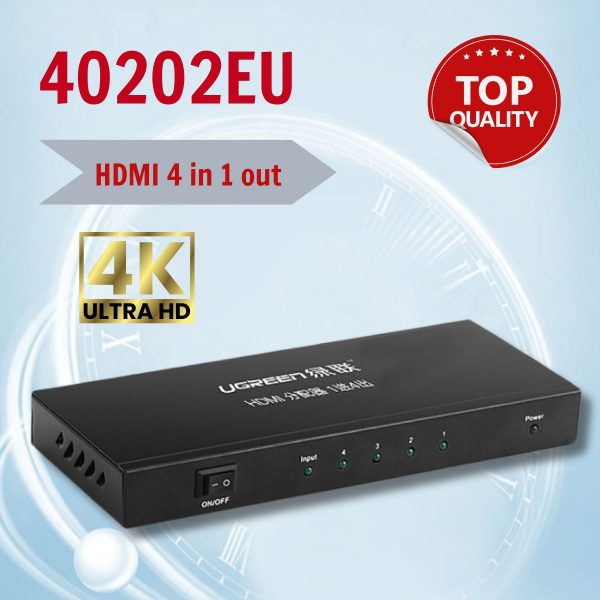 Ugreen 40202EU 1 in 4 out 1080p FULL HD Màu đen, Bộ chia HDMI 1 ra 4 chuẩn cắm EU 40202US