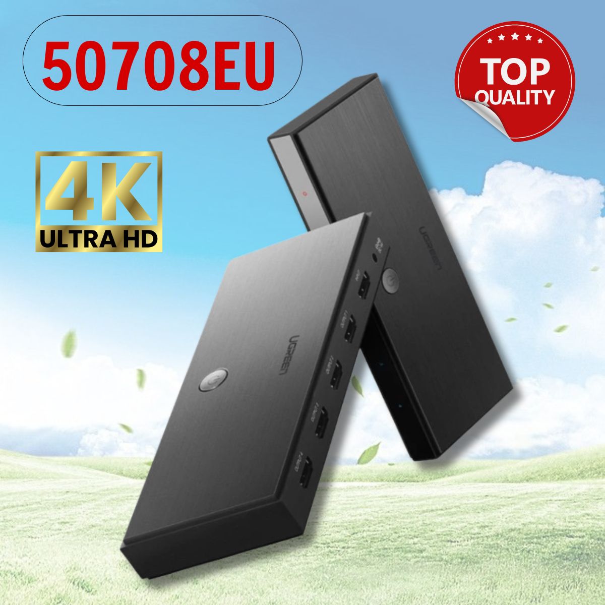 Ugreen 50708EU 1 in 4 out HDMI 2.0 Bộ chia 1 ra 4 chuẩn cắm EU 50708US 27997 CM187