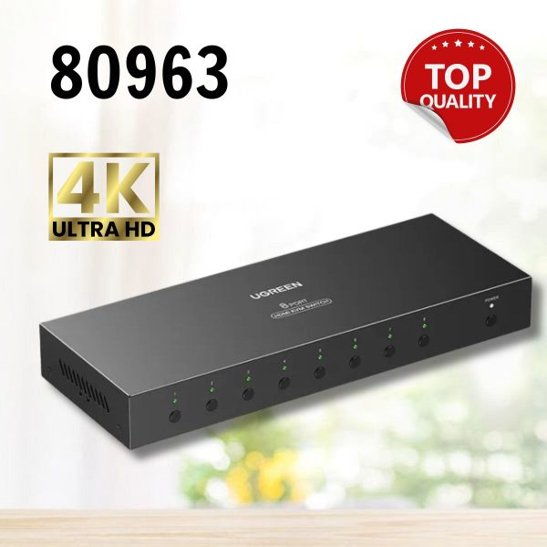 Bộ gộp HDMI 2.0 KVM 8 vào 1 ra Ugreen 80963 CM546 hỗ trợ 4K60Hz, Hotkey + Kèm dây USB + HDMI