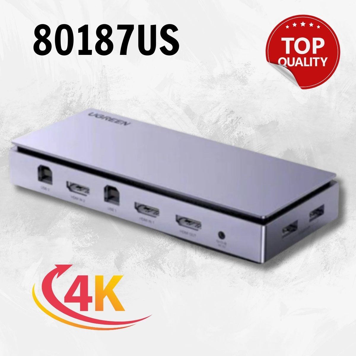 Ugreen 80187US 2 in 1 out 4K30Hz KVM Bộ chuyển gộp 2 CHỨC NĂNG CHIA HAY NHẬP hdmi + usb 2 máy tính trên 1 màn hình 2 vào 1 ra chuẩn cắm US