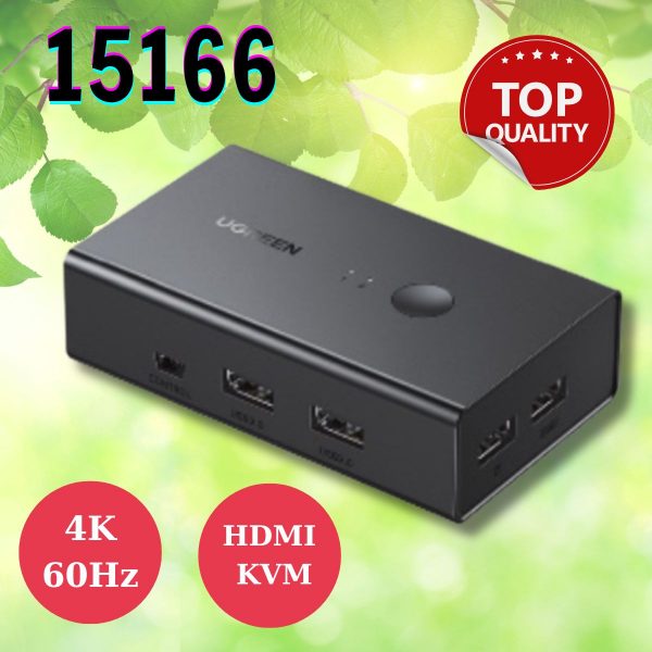 Bộ chuyển tín hiệu 2 CPU Ugreen 15166 Dùng 1 màn hình KVM Switch HDMI 2.0, USB 4K@60Hz
