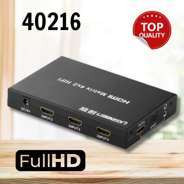 Bộ gộp HDMI 4 vào 2 ra Ugreen 40216 Hỗ trợ 1080P 3D màu đen, FullHD 1920x1080P