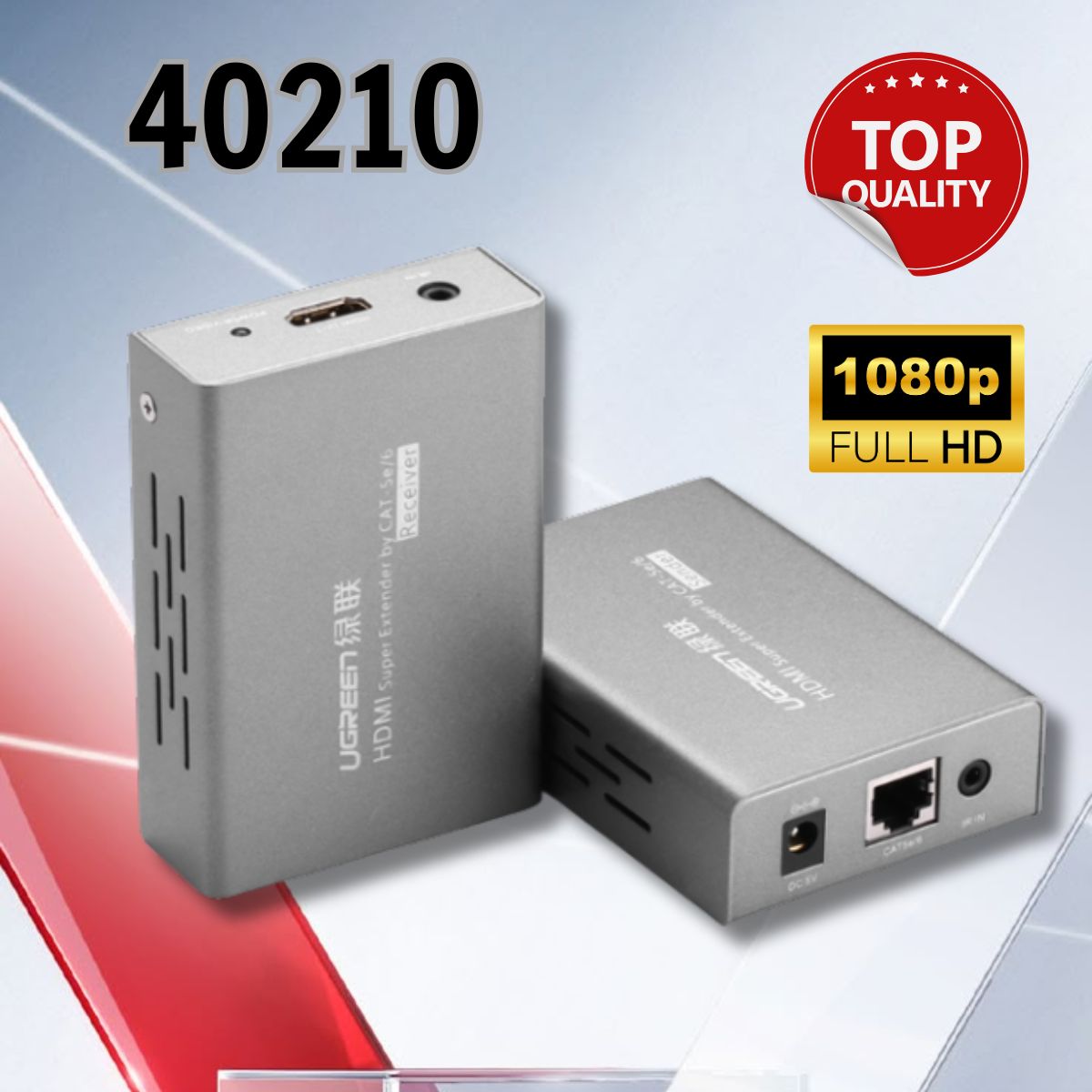 Bộ kéo dài tín hiệu  Ugreen 40210 HDMI 50m, 70m, 100m qua cáp lan Cat5,6, IR điều khiển từ xa
