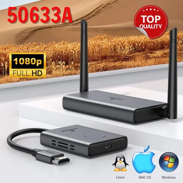 Bộ phát nhận tín hiệu HDMI+VGA không dây 50m Ugreen 50633A 1080P@60Hz sóng 5Ghz vỏ nhôm