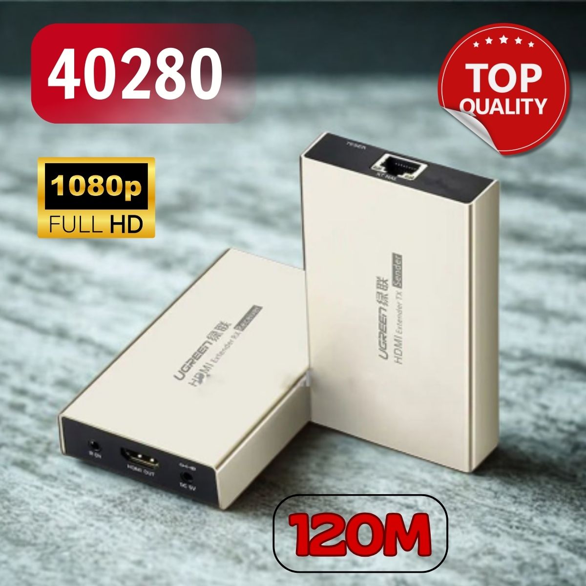 Thiết bị phát tín hiệu HDMI 120M Ugreen 40280 (Sender) qua cáp mạng RJ45 Cat5e/Cat6, Độ phân giải FullHD 1080p