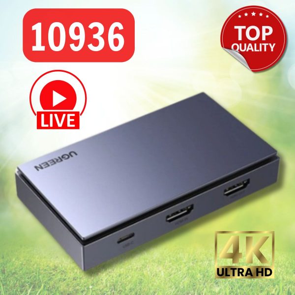 Thiết bị ghi hình hỗ trợ Livestream Capture HDMI 4K@60Hz Ugreen 10936 (USB Type-C)  CH6001 + HMDIN400 + EJ511