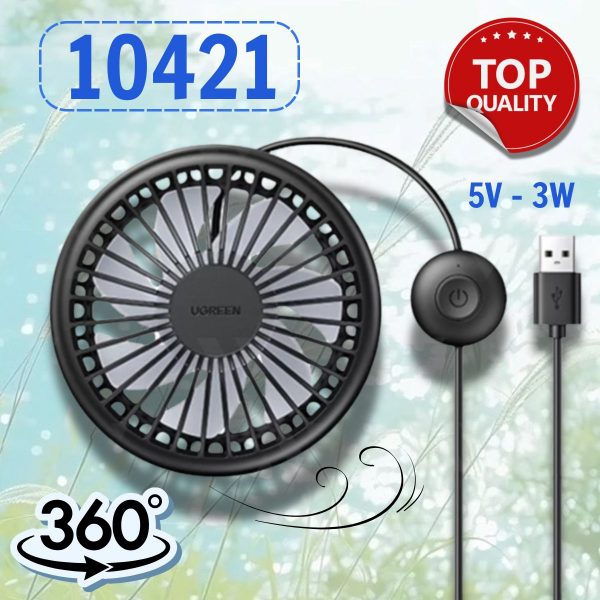 Ugreen 10421 3W Màu đen Quạt hút gió nhỏ trên Ô tô LP436