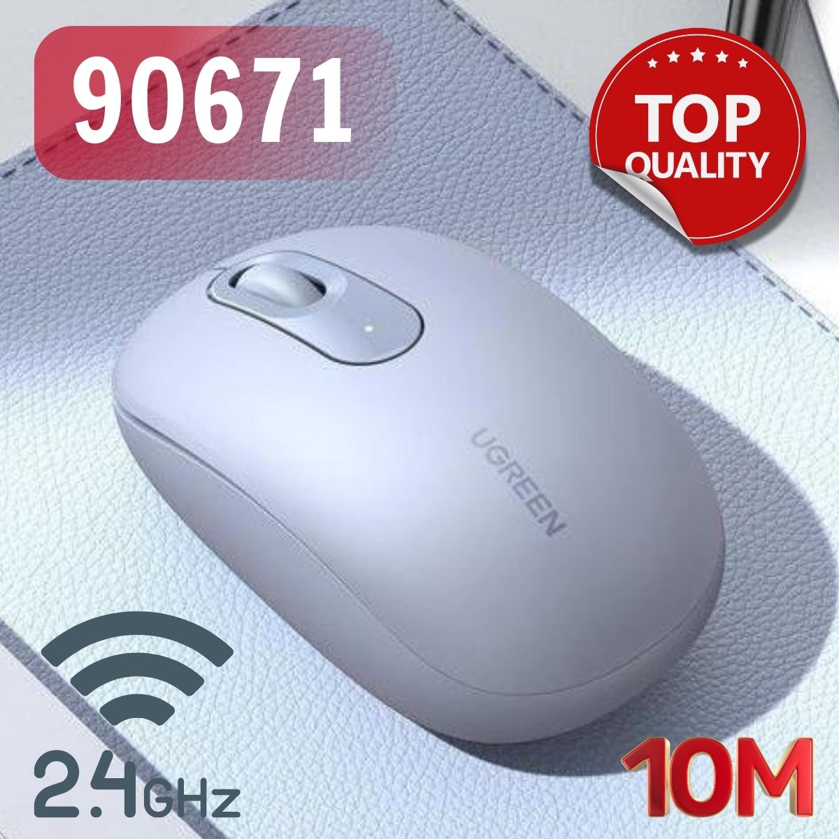 Chuột không dây Ugreen 90671 2.4Ghz Màu xanh bụi, Tương thích nhiều hệ điều hành, Kèm pin AA