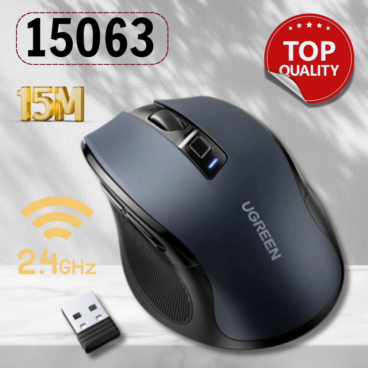 Chuột không dây Ultra Silent 2.4Ghz, chuột công thái học 5 cấp độ 4000DPI Ugreen 15063 cao cấp