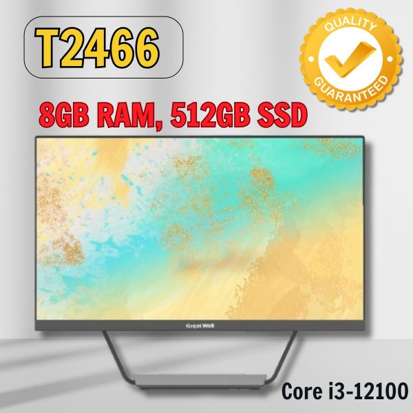 Màn hình tích hợp PC Great Wall T2466 AIO TA23854 - Core i3-12100, 8GB RAM, 512GB SSD - Màn 23.8" FHD - Camera 3MP, Phím chuột không dây
