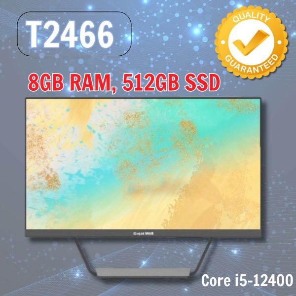Màn hình máy tính all in one PC để bàn Great Wall T2466 AIO TA25854 - Core i5-12400, 8GB RAM, 512GB SSD - Màn 23.8" FHD - Camera 3MP, Phím chuột không dây