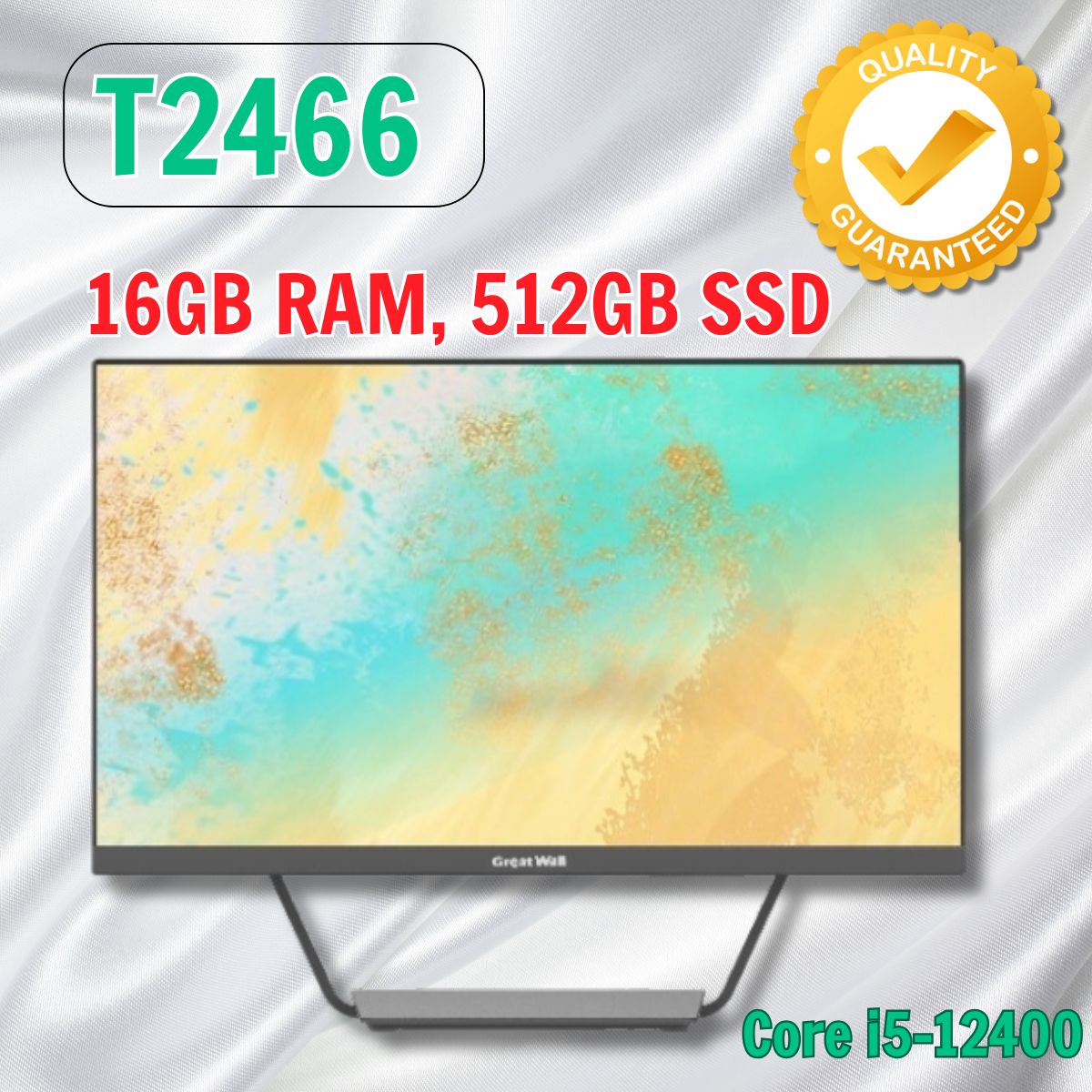 Máy tính liền màn hình PC Great Wall T2466 AIO TA251654 - Core i5-12400, 16GB RAM, 512GB SSD - Màn 23.8" FHD - Camera 3MP, Phím chuột không dây