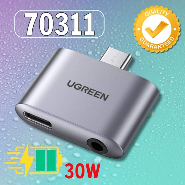 Bộ chuyển đổi có chipset Ugreen 70311 PD 30W vỏ nhôm Usb Type-C sang 3,5mm 110dB CM231
